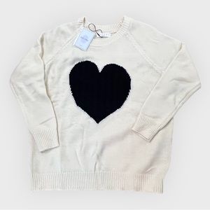 Black and white heart sweater NWT